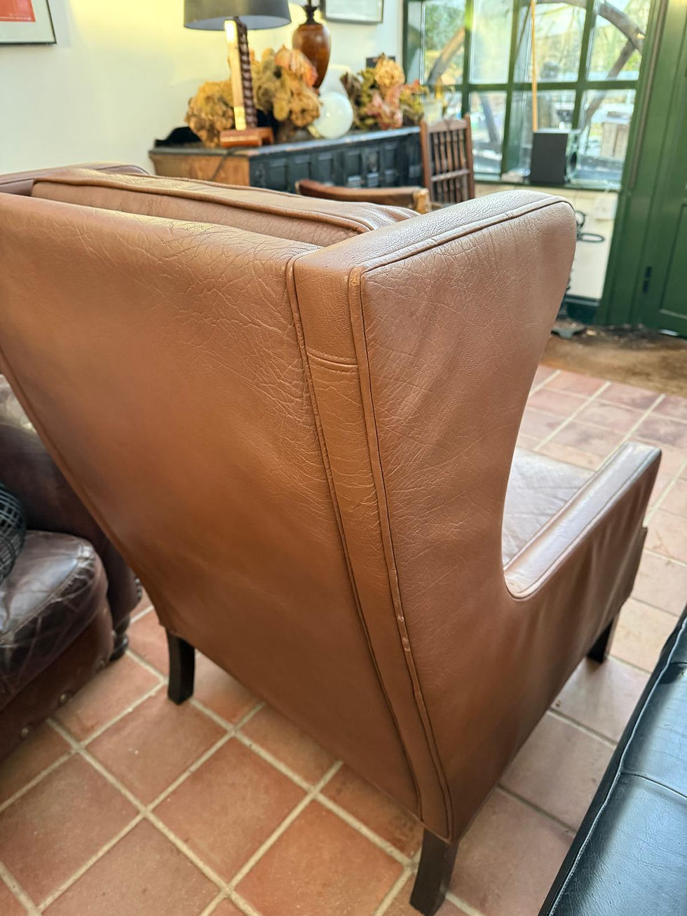 Thumbnail: Børge Mogensen Danish Leather Wingback Chair – Model 2204 (Attributed)