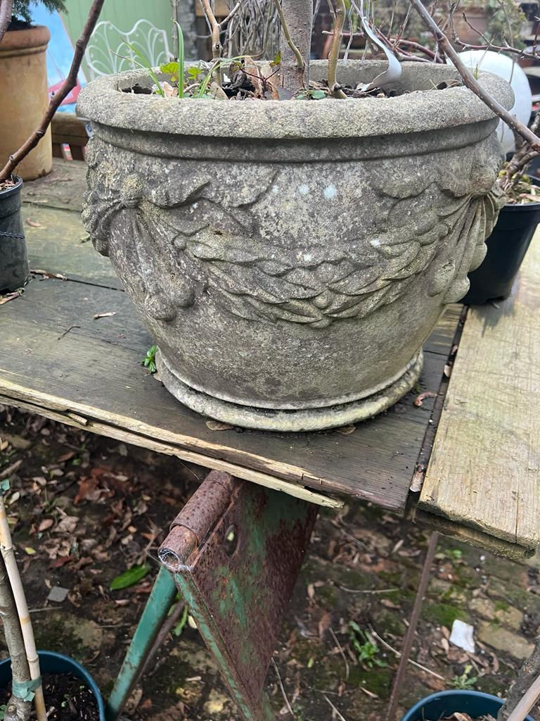 Pair of Composite Garden Urns
