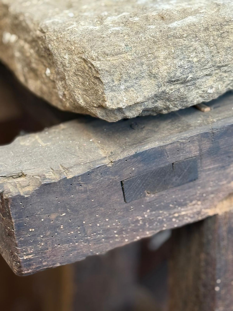 Thumbnail: 18th Century French Oak Pig Bench with Stone Top