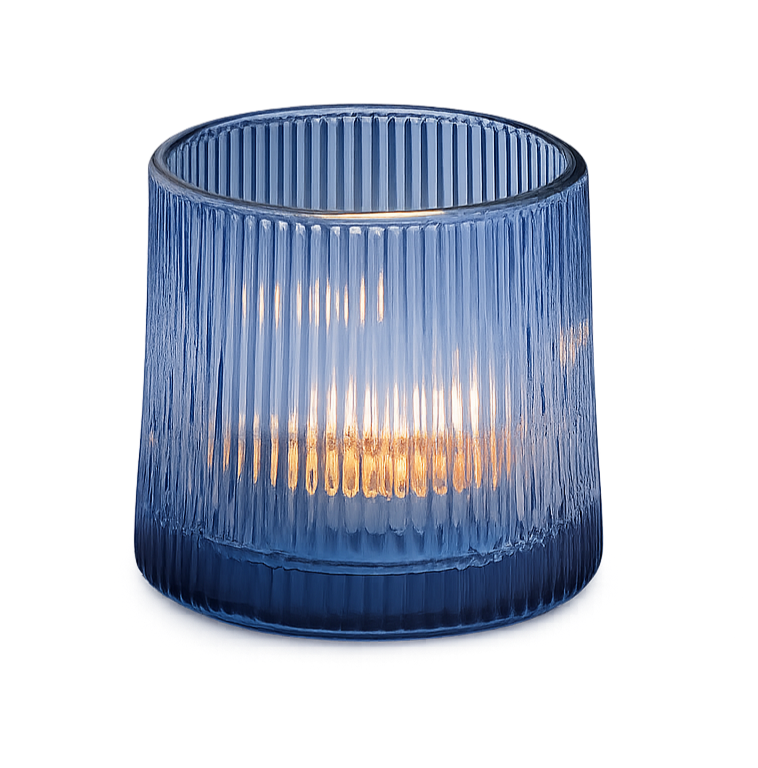 Blue Ribbed Votive