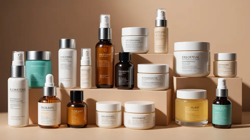 Eye-level view of various skincare products showcasing their importance