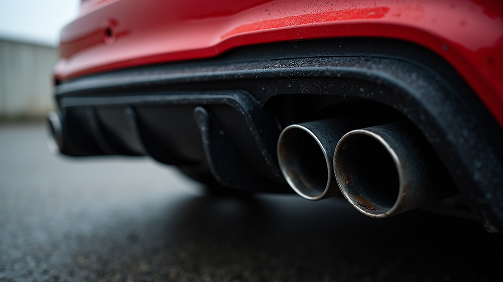 Close-up view of a car's performance exhaust system