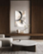 Tableau abstrait beige noir décoration salon contemporain Collection Kanvas