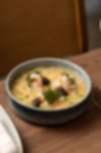 Seafood egg custard with snow crab dashi and prawns