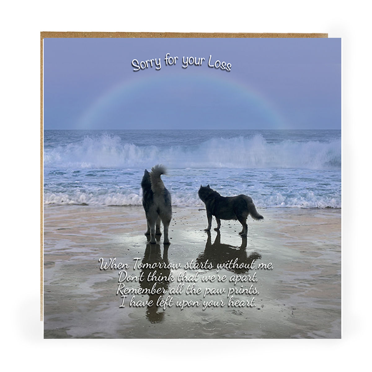 Dog sympathy card -silhouette of dog on beach on this sympathy card