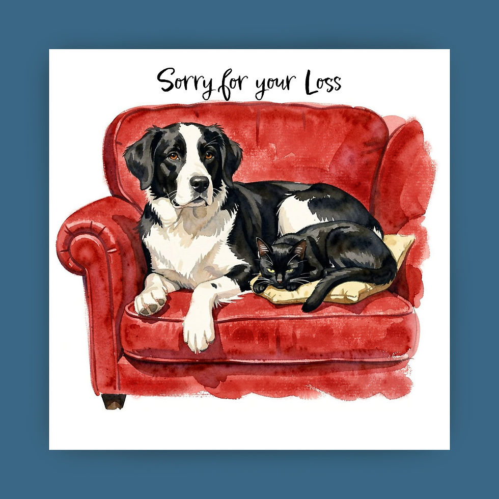 Thumbnail: Dog and cat sympathy card - Pet Loss sympathy card - sympathy card