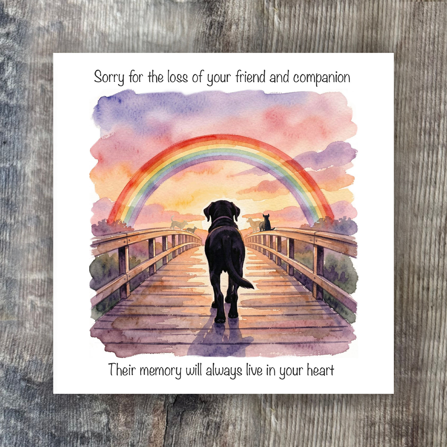 Dog sympathy card -silhouette of dog on this sympathy card