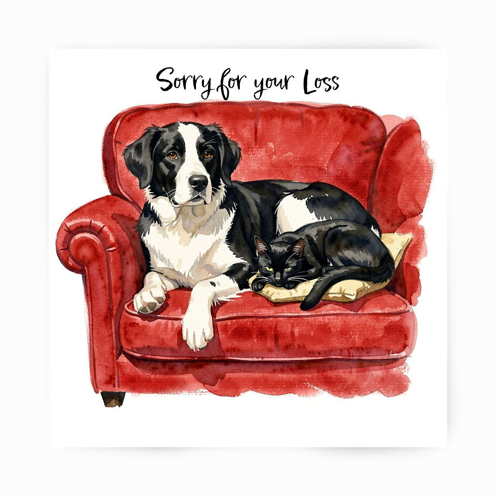 Thumbnail: Dog and cat sympathy card - Pet Loss sympathy card - sympathy card