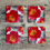 Thumbnail: Peony drinks Coasters - set of 4 stunning dark pinky red peony drinks coasters