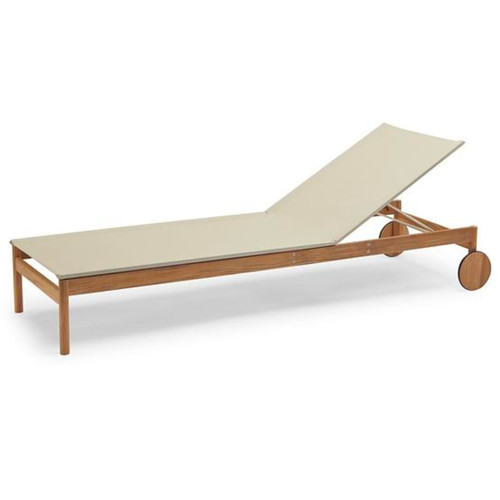 Outdoor 'Pelagus' Teak and Fabric Sunbed for Skagerak Two Enlighten