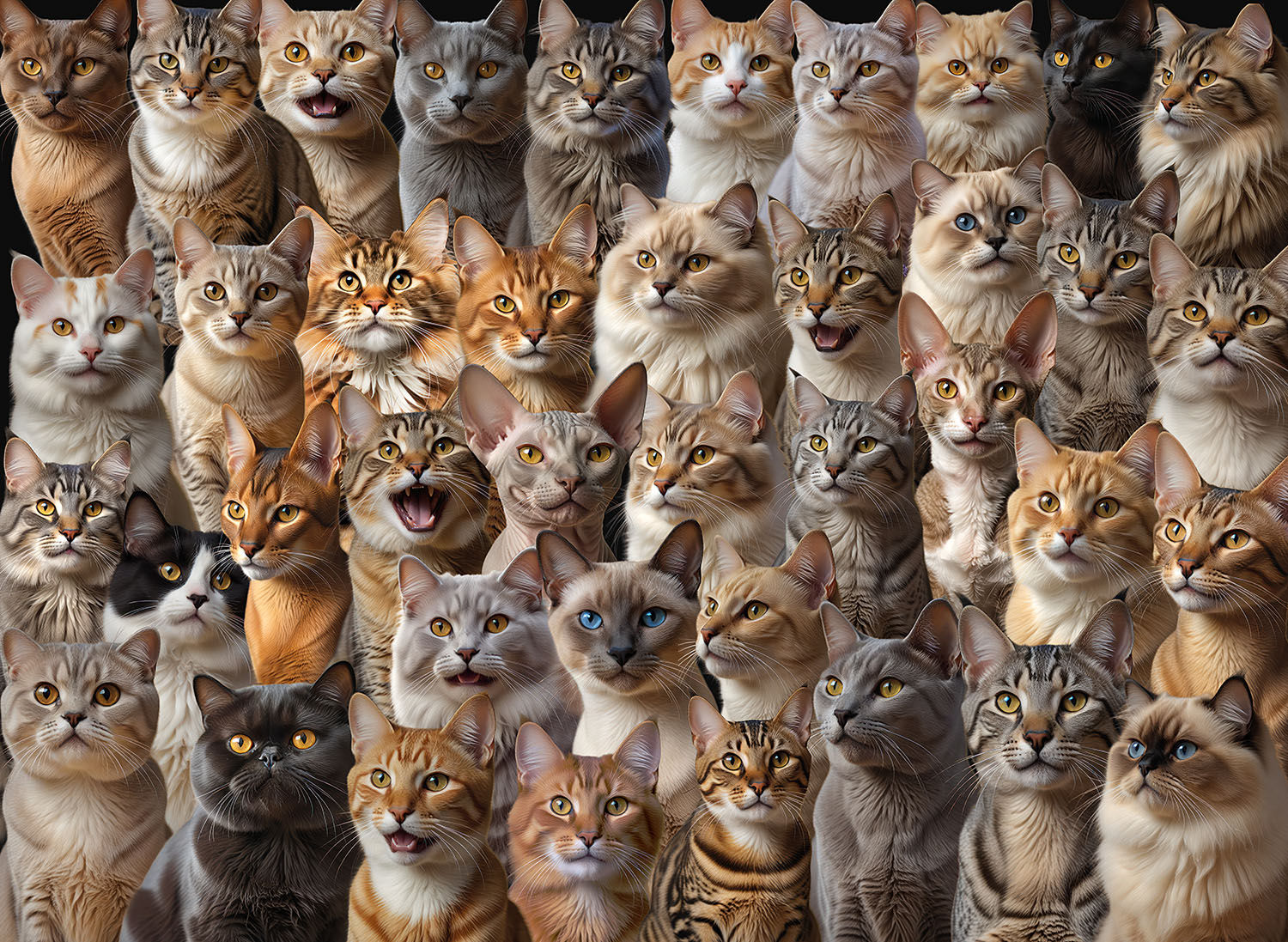 400-056 A Group of Cute Cats Sitting