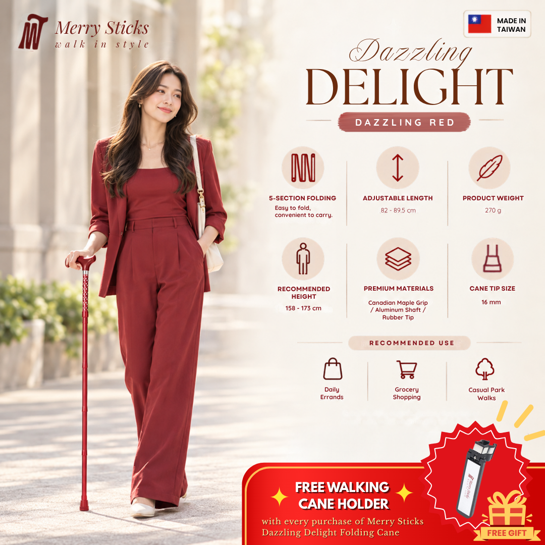 Merry Sticks Dazzling Delight Folding Cane Red