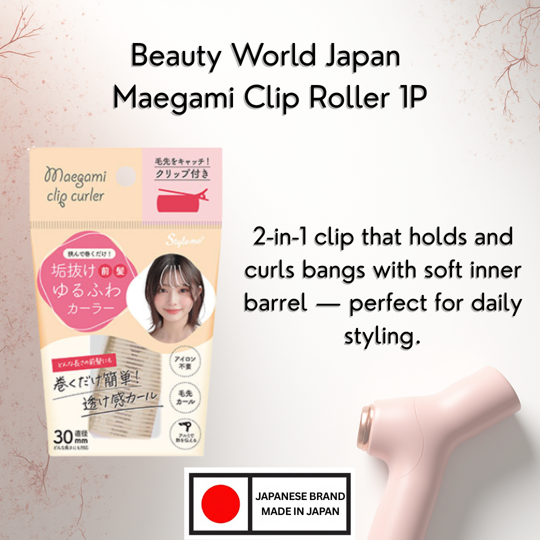 Beauty World Japan Maegami Clip Roller – Soft Natural Bang Curler (30mm)