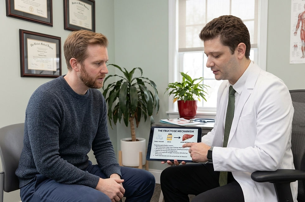 White Olive physician in Woodland Hills explaining how fructose in table sugar and high-fructose corn syrup drives metabolic disease beyond calorie count, for patients in Calabasas and Westlake Village.