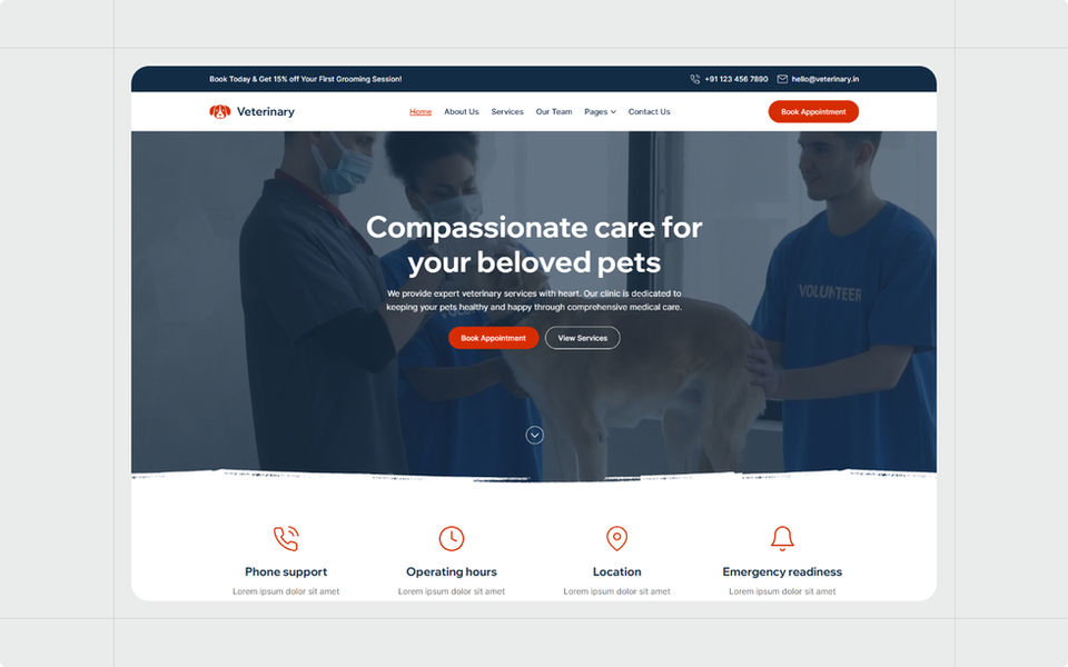 Vetrinary - Wix Studio Clinic Hospital Website Template 2