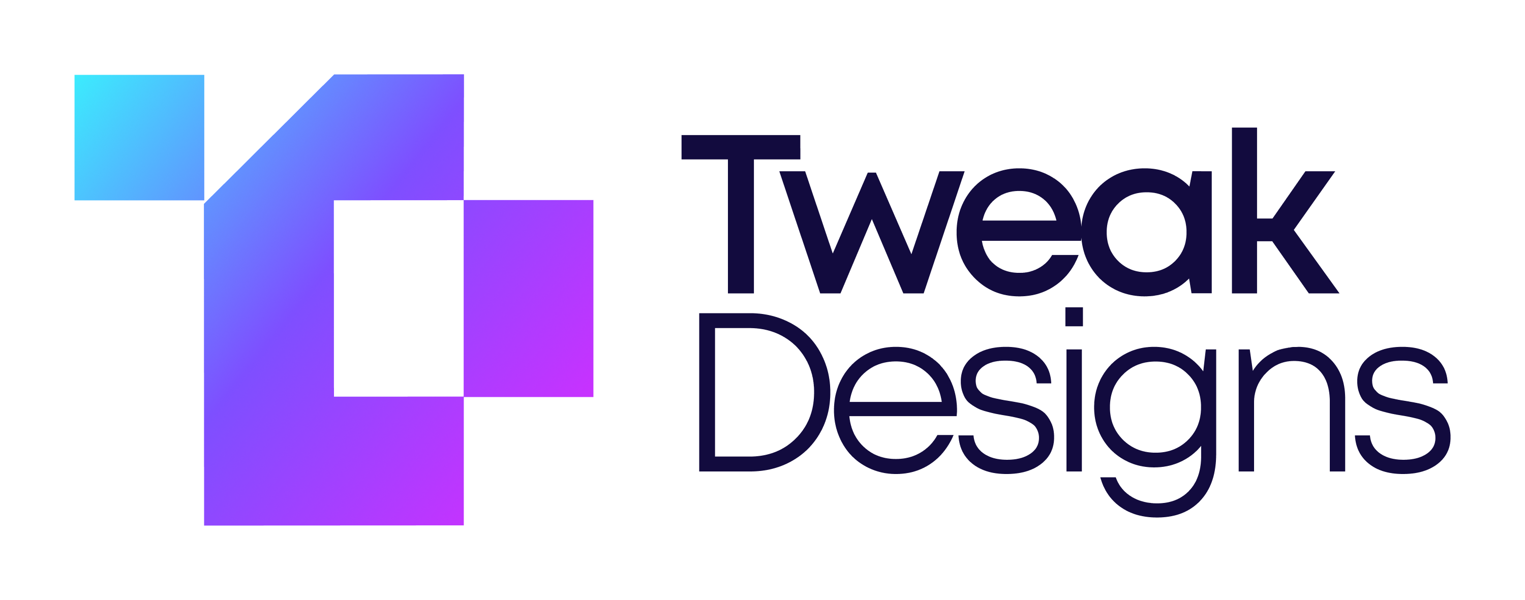 Purple logo with text:  Tweak Designs