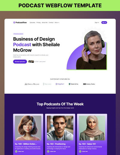 Podcastflow Podcast Website Template for Webflow