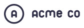 Acme Co. logo with the letter A in a circle