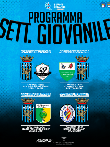 GARE GIOVANILI DEL PROSSIMO WEEKEND!