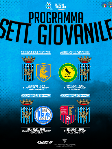 SETTORE GIOVANILE, PROGRAMMA PROSSIMO WEEKEND!