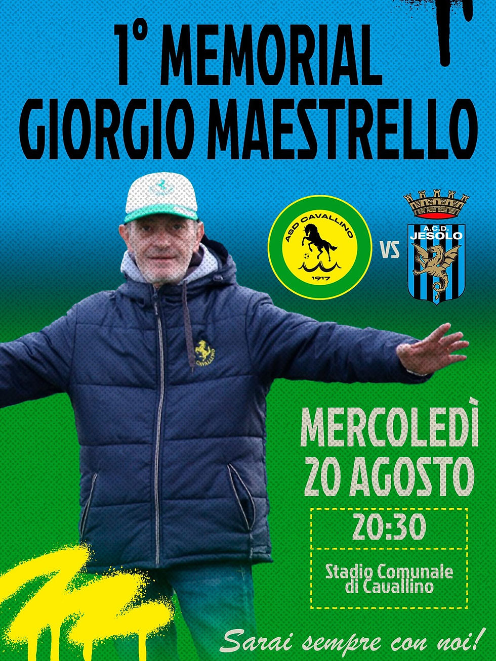 MERCOLEDI' 20 A CAVALLINO IL 1° MEMORIAL GIORGIO MAESTRELLO