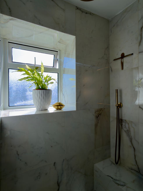 Finished Cardiff bathroom renovation with bespoke design, tiling and installation