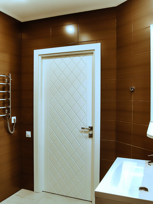 Work in progress photo of tile adhesive application