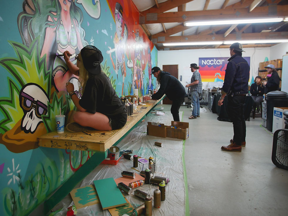 Working on the mural