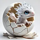 Baby white dragon in her egg
