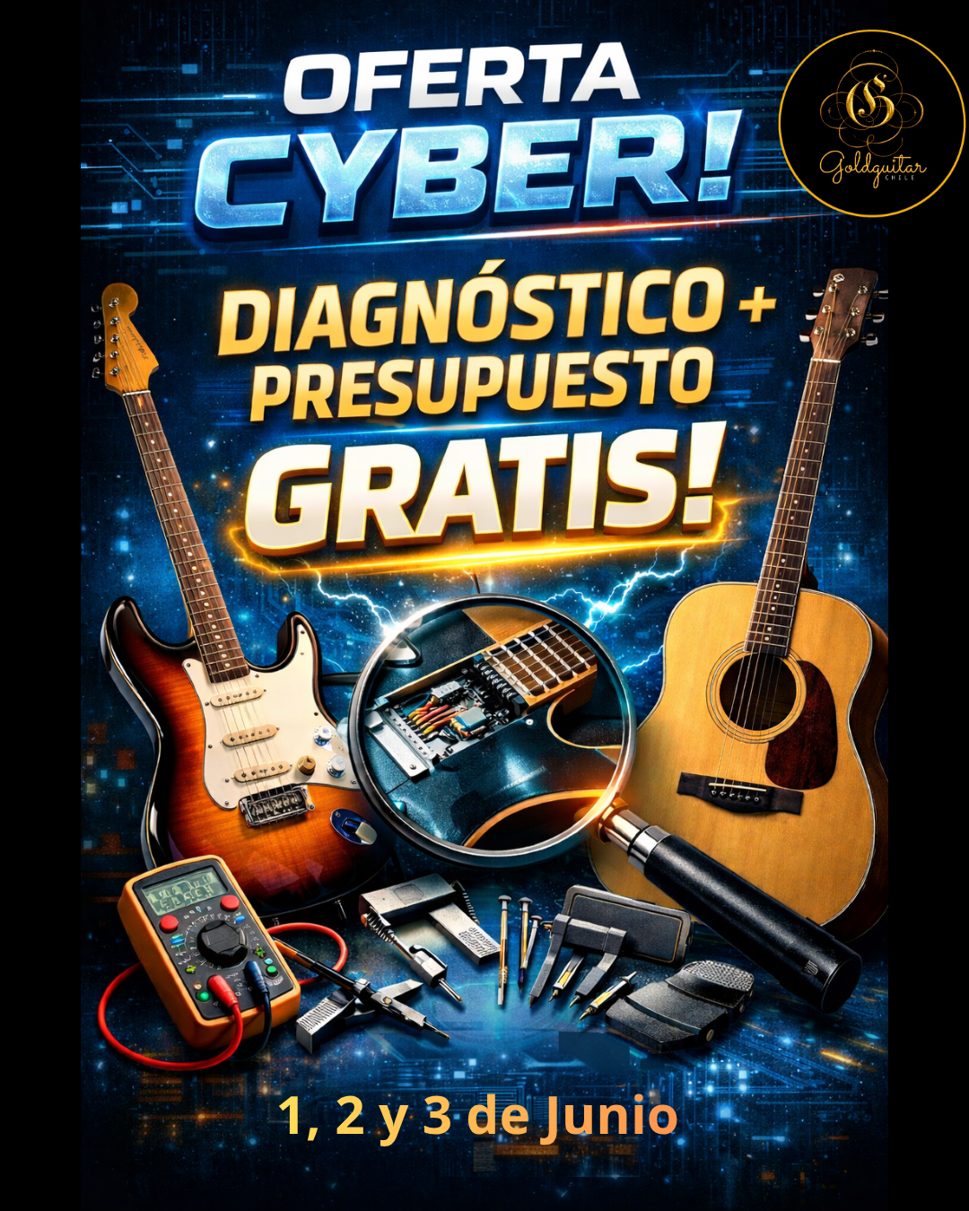 El diagnostico y presupuesto es para cualquier guitarra eléctrica, guitarra acústica, guitarra clásica, bajo eléctrico, mando