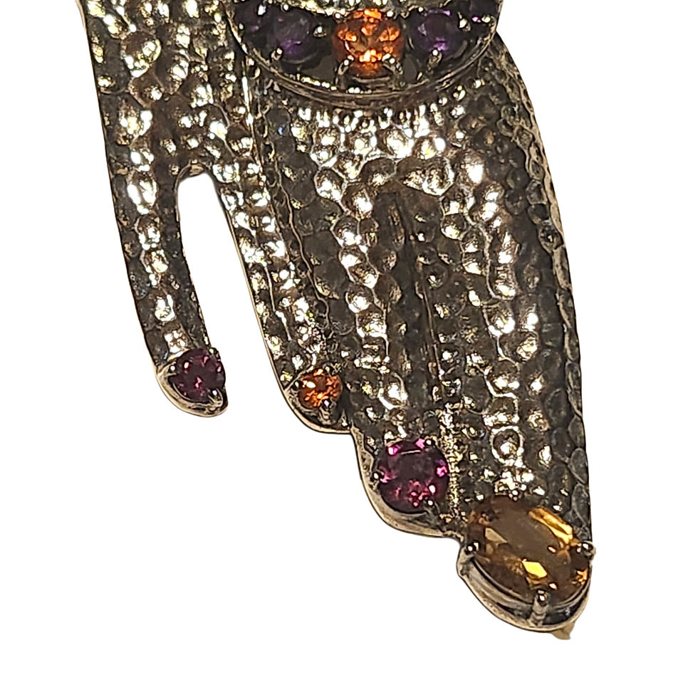 Thumbnail: Nicki Butler Sterling Silver & Gemstone Terrier Dog Pin Pendant Signed