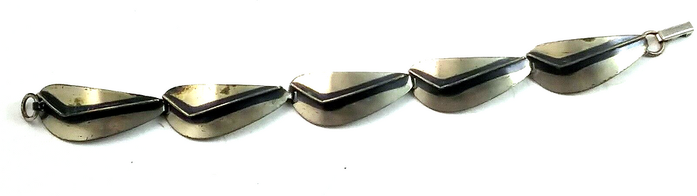 Thumbnail: Vintage Mid Century Modern Sterling Beau Bracelet Pin & Earrings Set