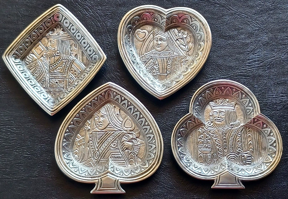 Thumbnail: Extremely Rare!, Tiffany & Co, Sterling Silver Royal Flush Poker Coasters, Trays