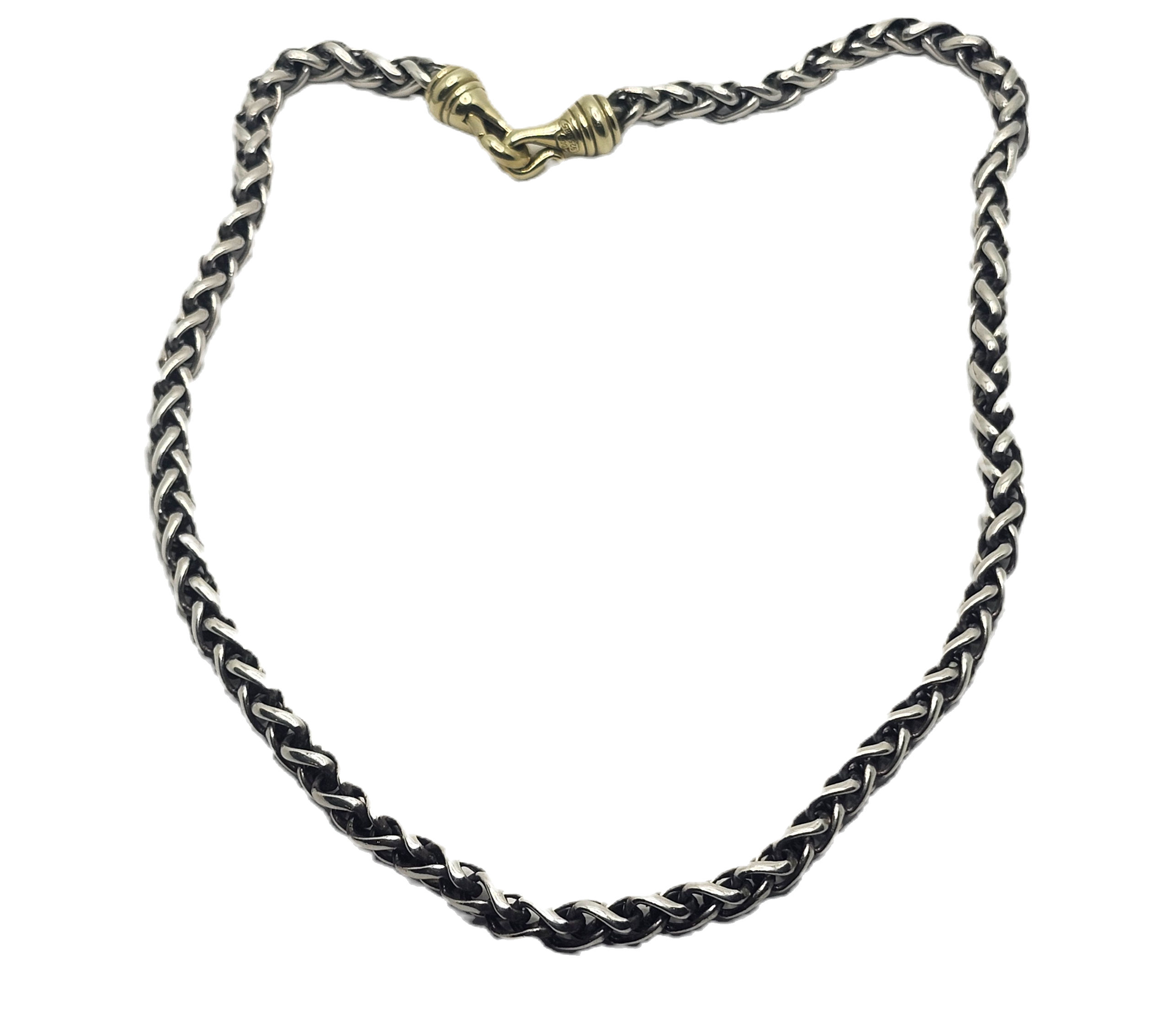 Vintage David Yurman 18" Sterling Silver Wheat Necklace with 14K Gold Clasp