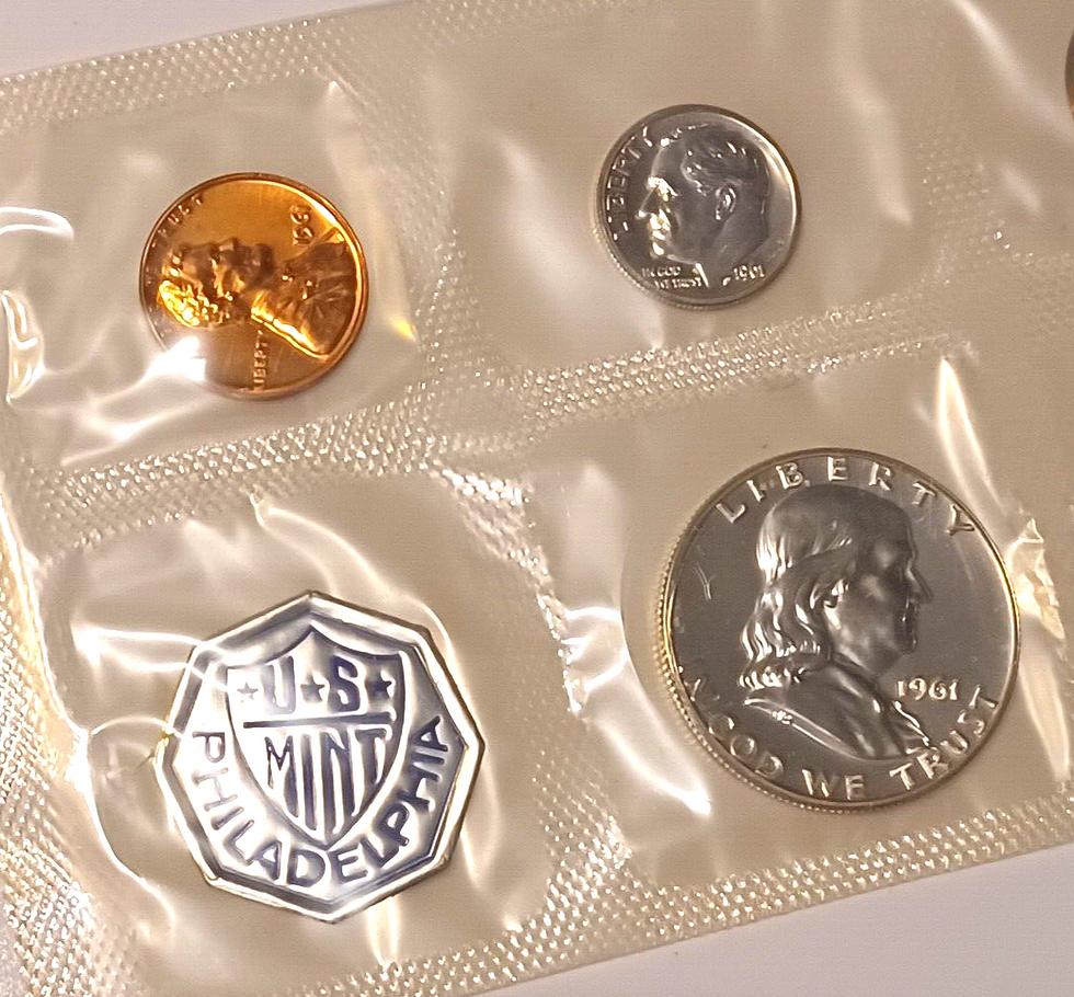 Thumbnail: 1961 U.S. Mint SILVER PROOF Set in Original Envelope