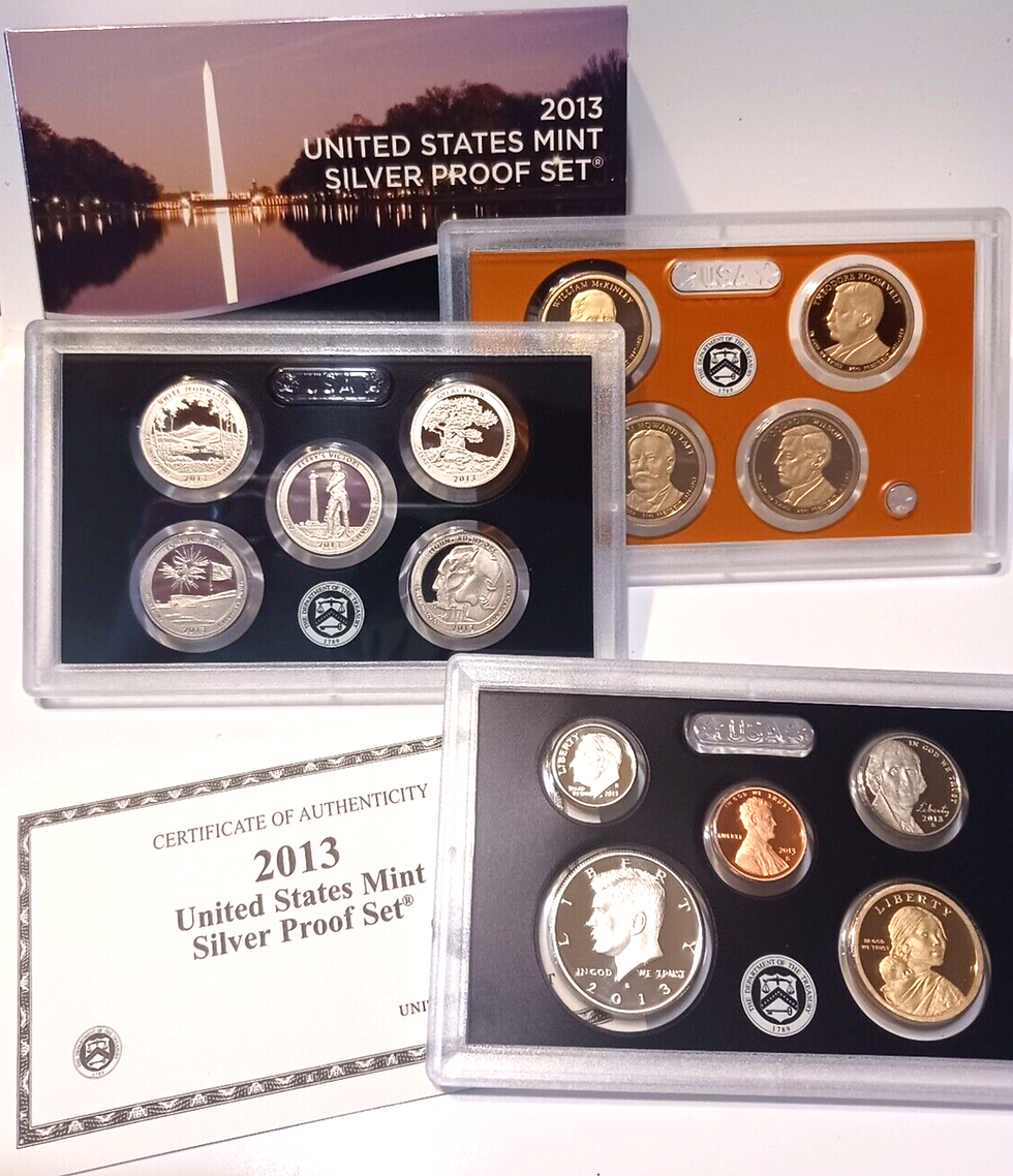 Thumbnail: 2013 S US Mint Silver Proof Set - 14 Coins COA Original Box