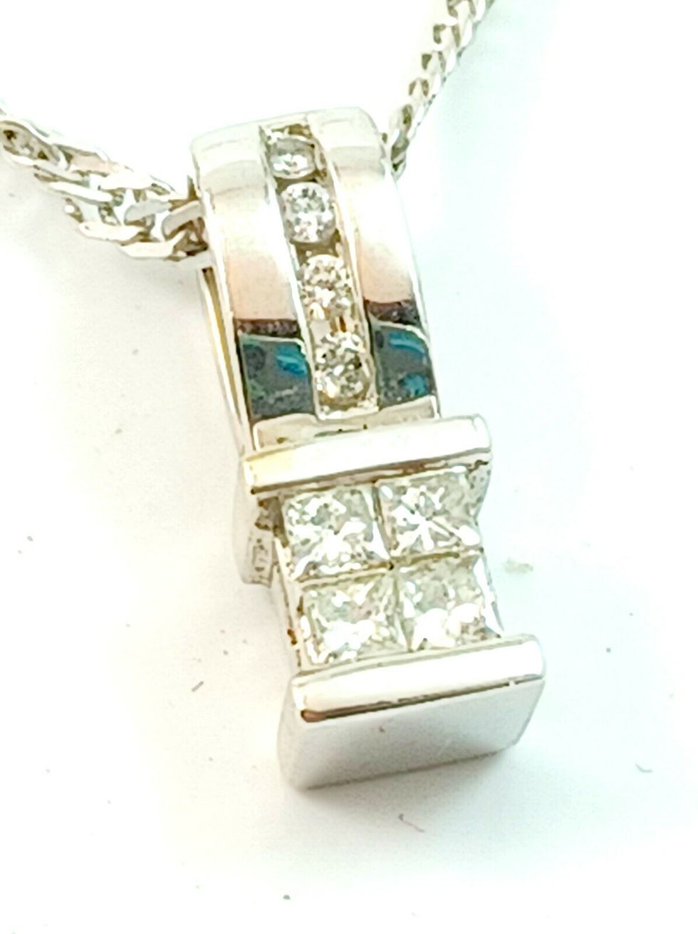 Thumbnail: Gorgeous .50CT Diamond & 14k White Gold Pendant w/ Chain