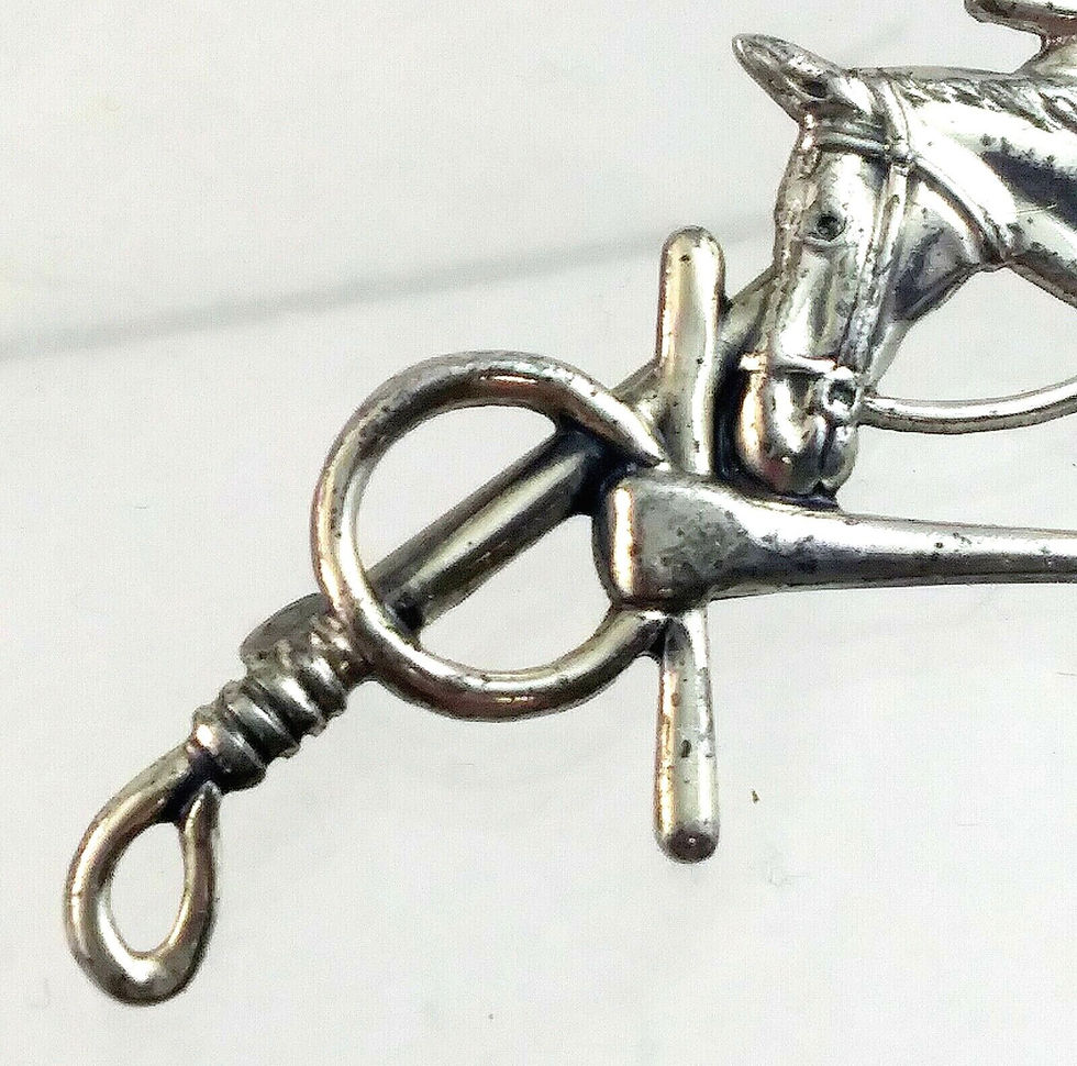 Thumbnail: Vintage Stering Silver Equestrian Horse with Whip Pin Brooch