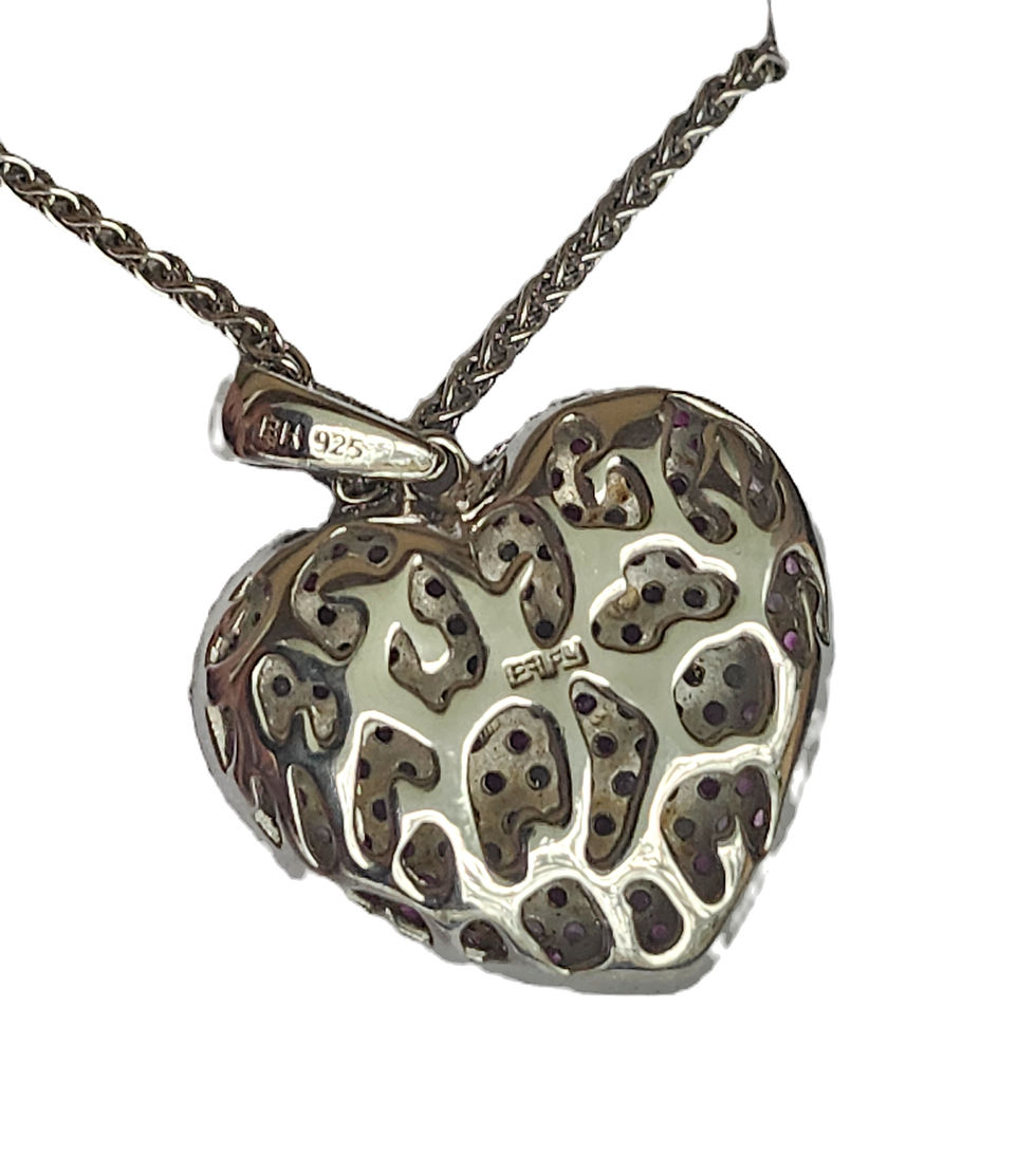 Thumbnail: EFFY Sterling Silver & Pink Sapphire Splash Heart Pendant Necklace