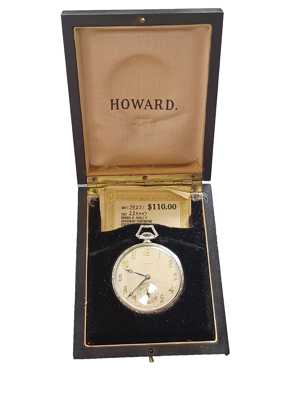Thumbnail: Antique E Howard Series 12 Solid 14K White Gold Pocket Watch 17J  10 Size in Box