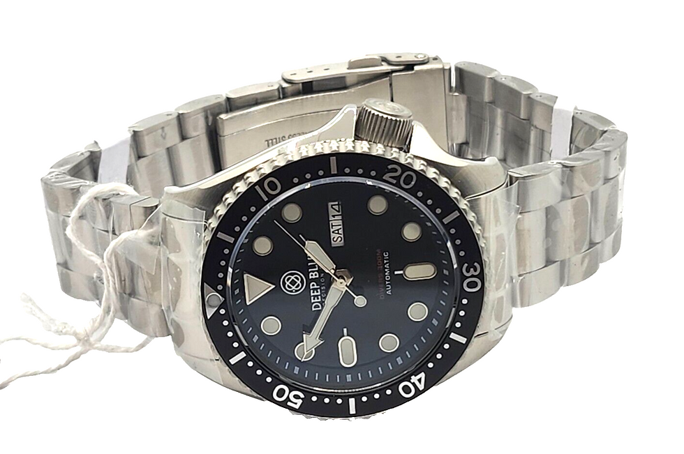 Thumbnail: NEW! Deep Blue Precision Diver Military 300 Automatic – Black Bezel & DIAL #6452