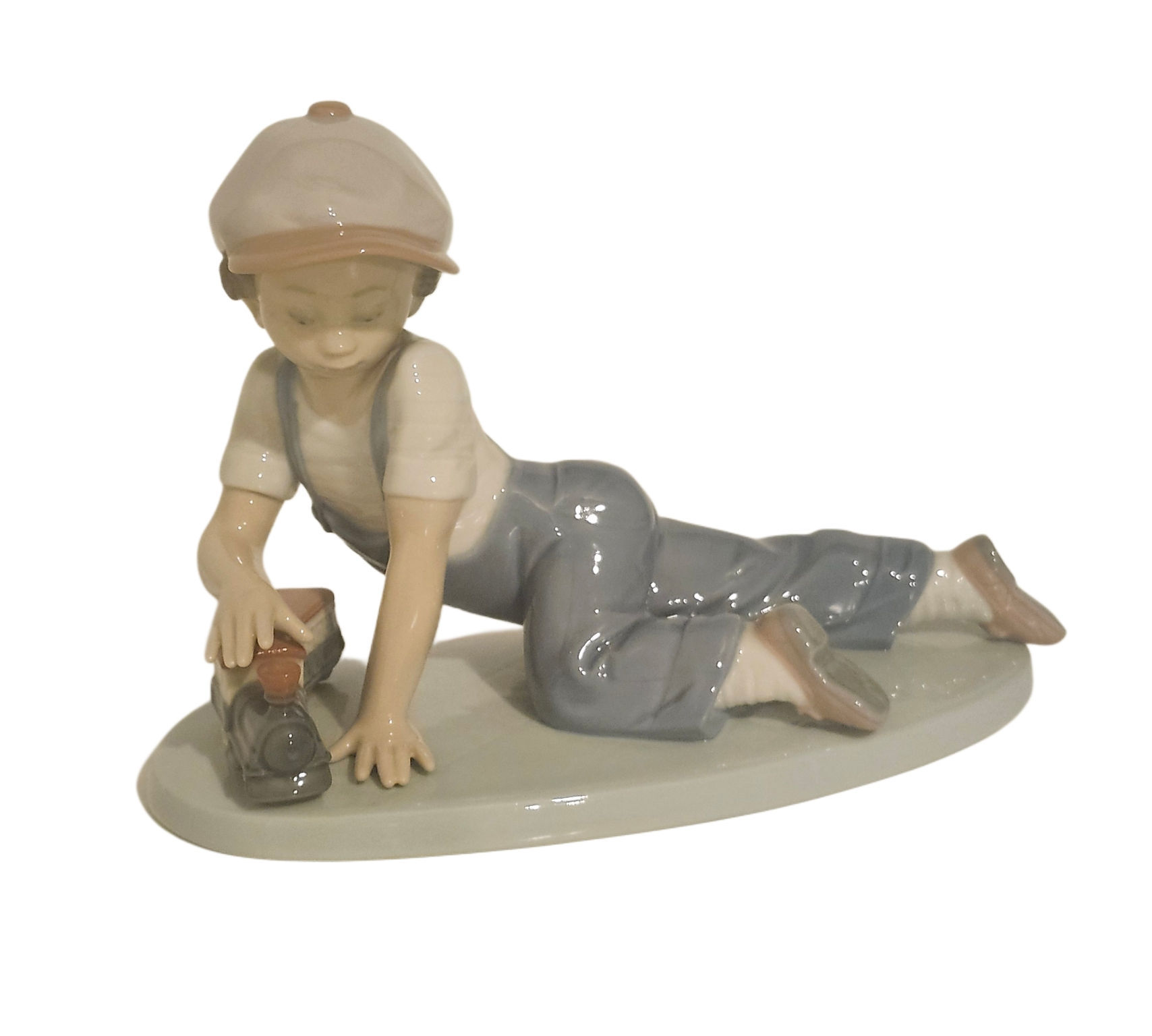 Retired Lladro #7619 Porcelain Figurine ALL ABOARD Boy w/ Train in Box