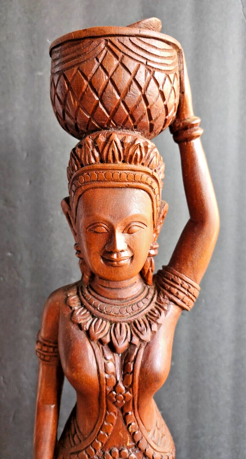 Thumbnail: Large Indonesian Bali Balinese Carved Wood Woman Figurine