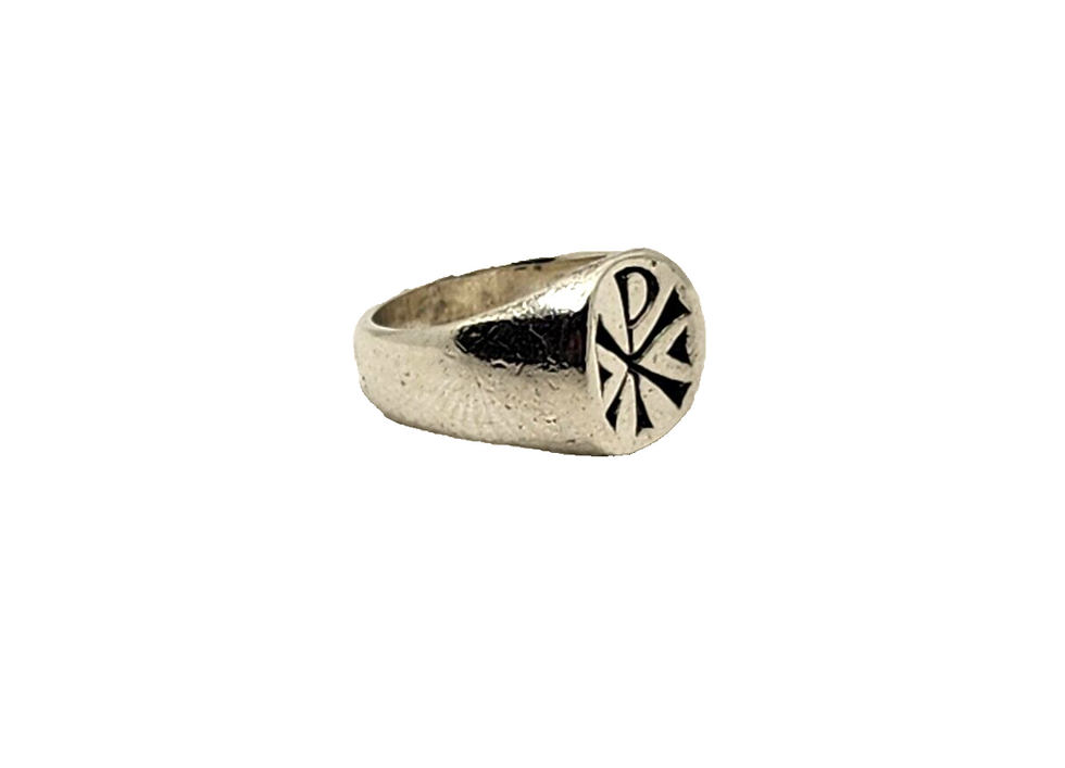 Thumbnail: James Avery Retired Sterling Silver Christian Chi Rho Men's Ring