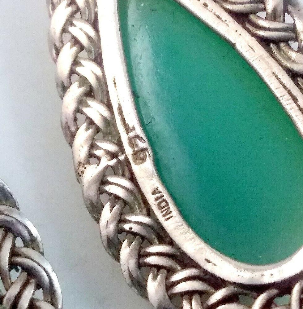 Thumbnail: Vintage Sterling Silver & Aqua Blue Cabochon Stone Dangle Drop Earrings