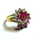 Thumbnail: 1.25cttw Ruby & Diamond Swirl Cluster 14k Yellow Gold Ring