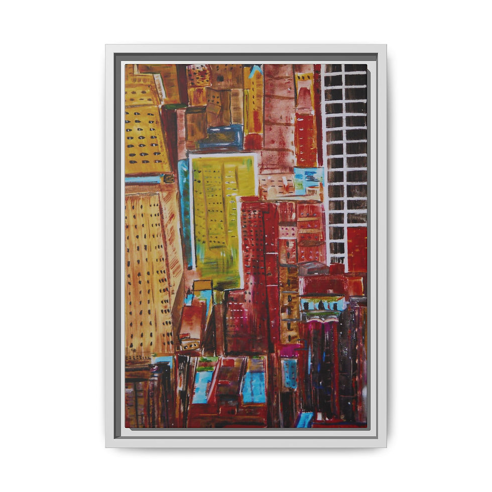 Thumbnail: "Manhattan Abstract City Towers" - Framed Matte Canvas Wall Art