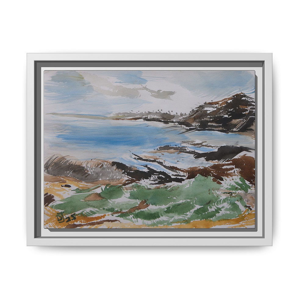 Thumbnail: "Overlooking Giants Causeway Co. Antrim Ireland" - Framed Matte Canvas Wall Art