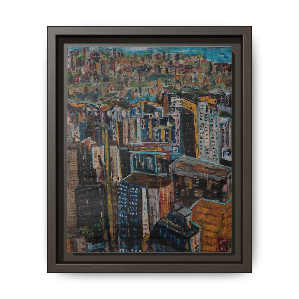 Thumbnail: "Manhattan Cityscape" - Framed Matte Canvas Wall Art