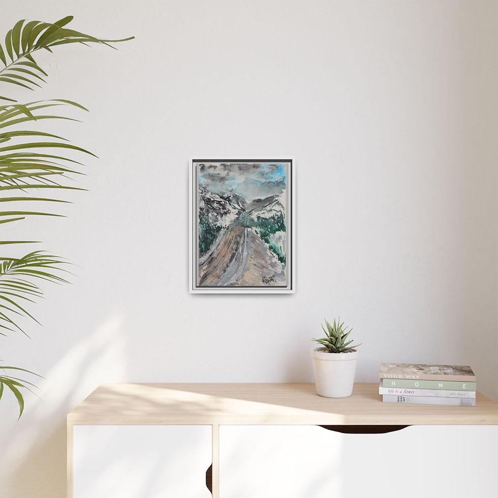 Thumbnail: "Moody Summit" - Framed Matte Canvas Wall Art